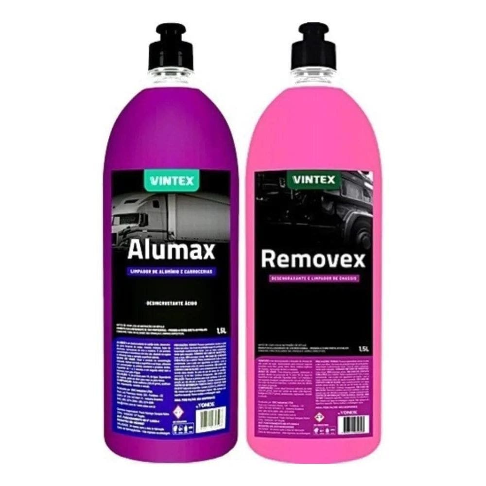 2X Limpa Carrocerias Alumínio Alumax 1,5L + Removex Vintex 1