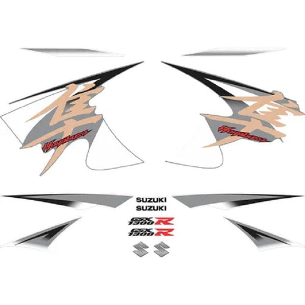 Kit Adesivos Suzuki Gsxr 1300 Hayabusa 2014 Branca E Prata