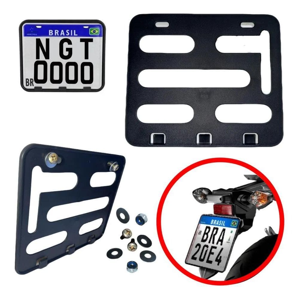 2X Suporte Reforço Protetor De Placa Moto Mercosul Com Paraf