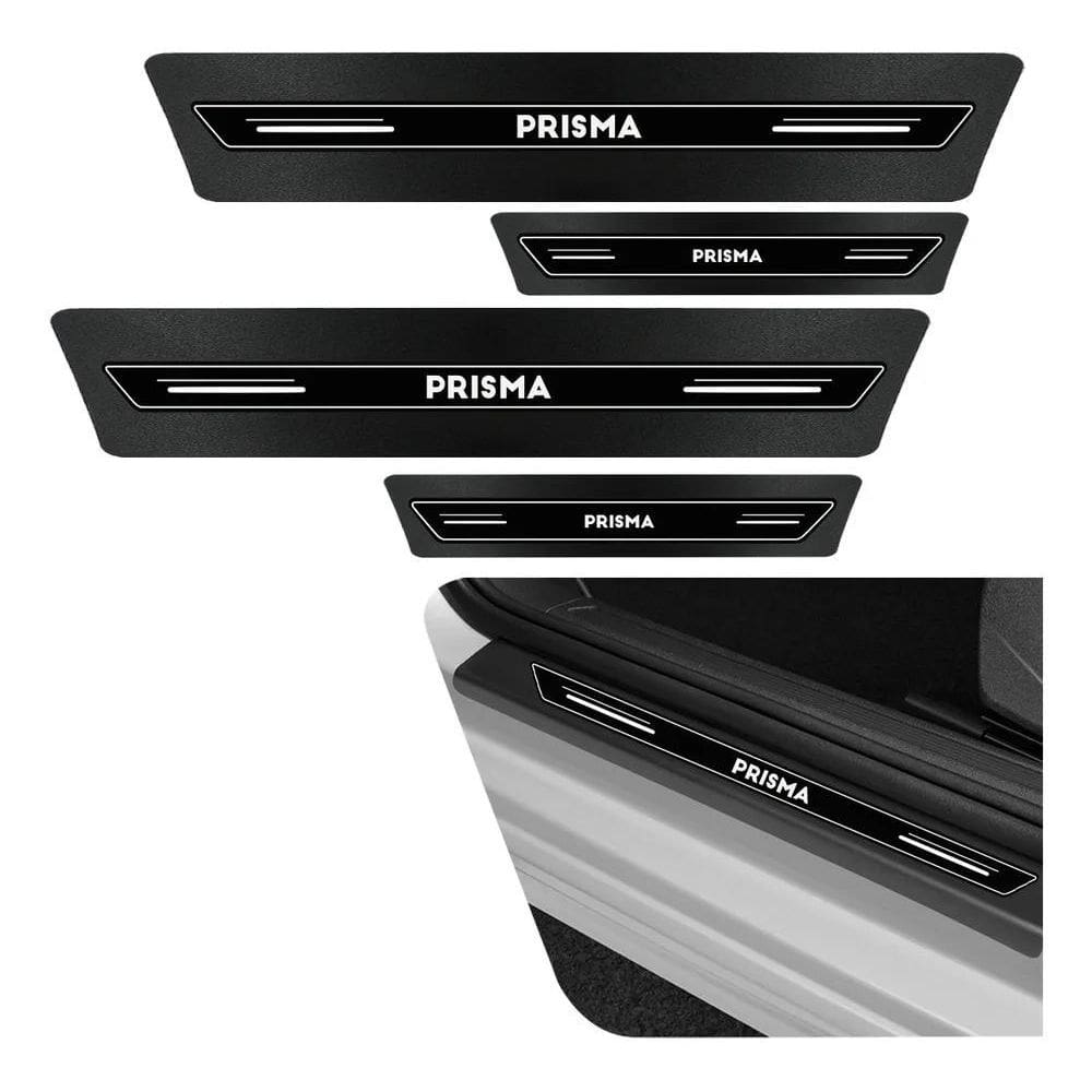 2X Soleira De Porta Protetora Prisma 2013 Á 2018- Kit Preto