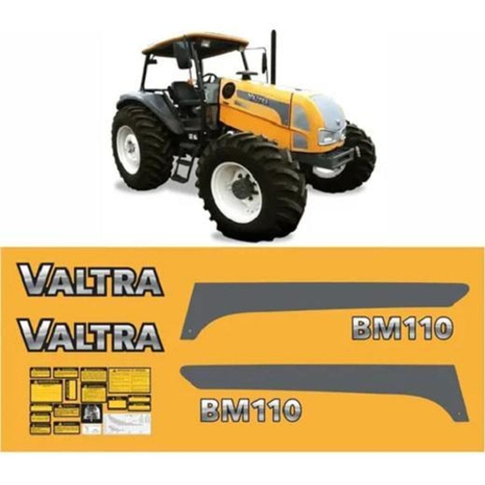 Kit Adesivos Faixa Compatível Trator Valtra Bm110+ Etiquetas