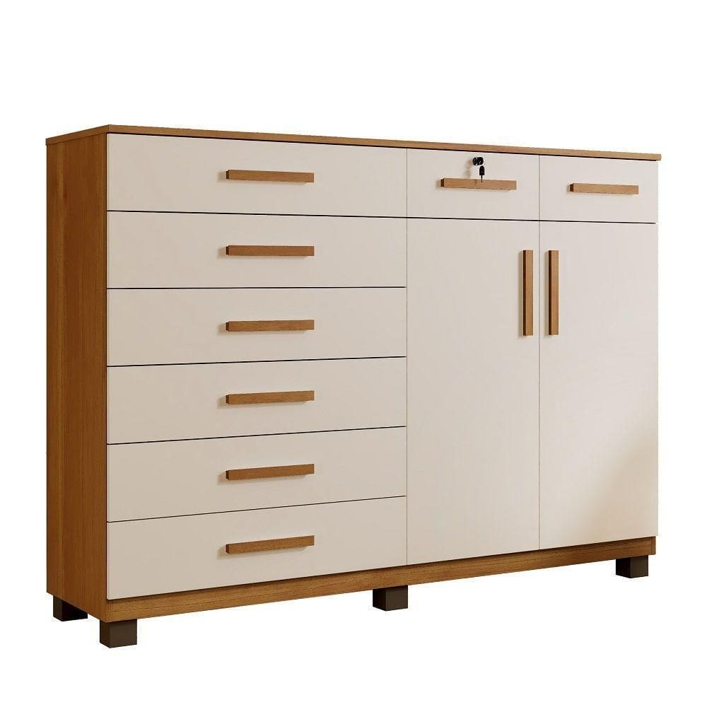 Cômoda New Triunfo 8 Gavetas 2 Portas Benetil Cinamomo-off White