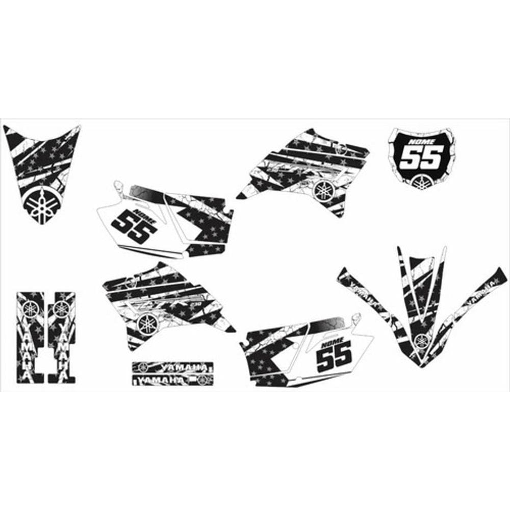Kit Adesivo Moto Cross Trilha Ttr 230 Preto E Branco Lm184