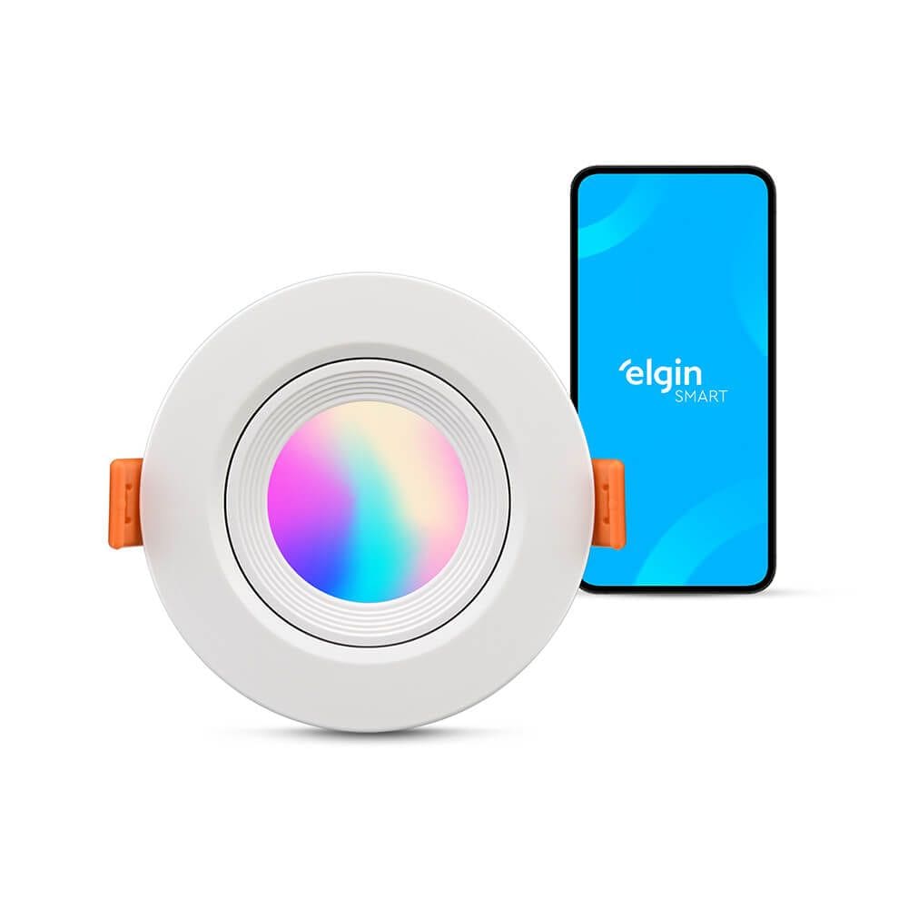 Luminária Smart Redonda Ecospot - 5W RGB Compatível com Alexa e Google Home Bivolt