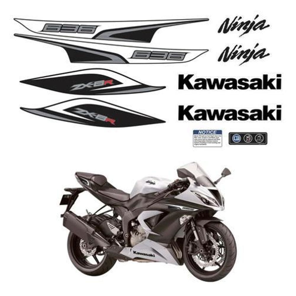 Kit Adesivo Compatível Kawasaki Ninja Zx-6R 636 2013 Branca