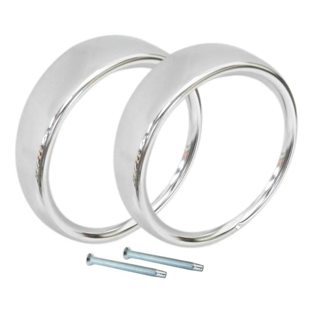 2X Par Aro Farol Vw Fusca Kombi 76 Diante Metal Cromado