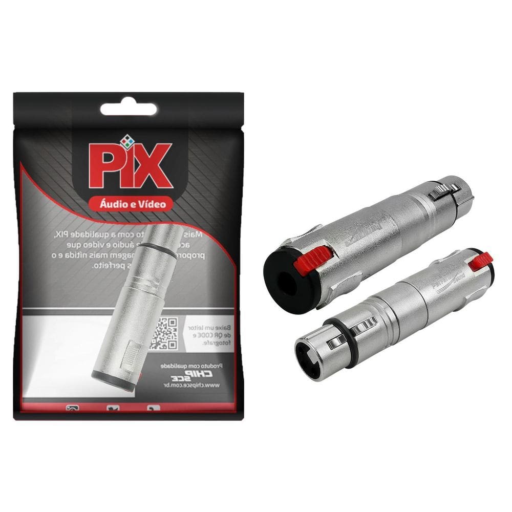 Adaptador Canon Xlr Fêmea X Jack P10 Fêmea Emenda Conector