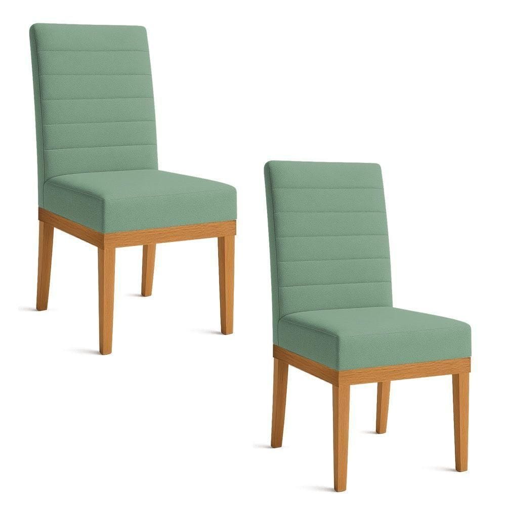 Kit 2 Cadeiras De Jantar Solana Linho Verde Oliva Base De Madeira - Pallazio