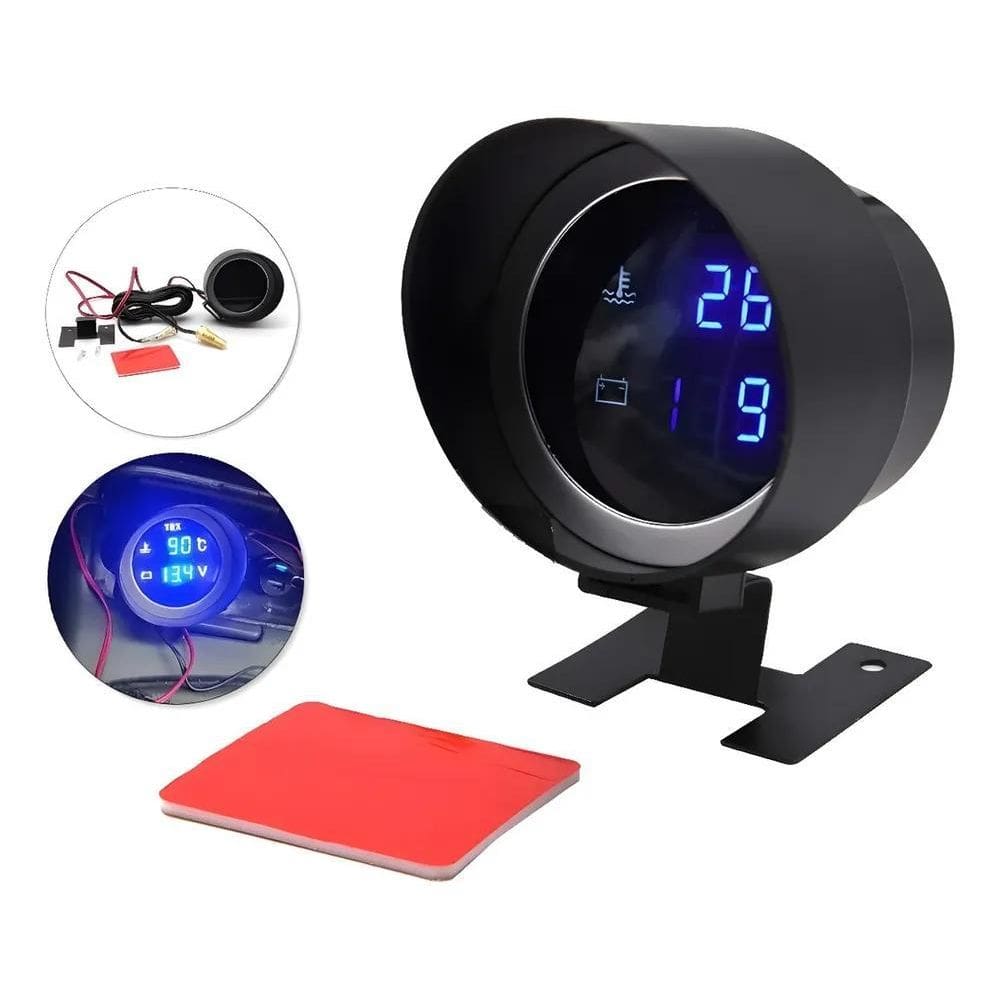 2X Marcador De Temperatura Automotivo + Voltímetro + Copo
