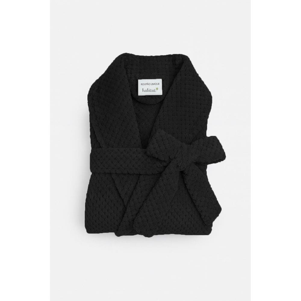 Roupão Unissex Em Microfibra Felpuda G - Habitat - Preto