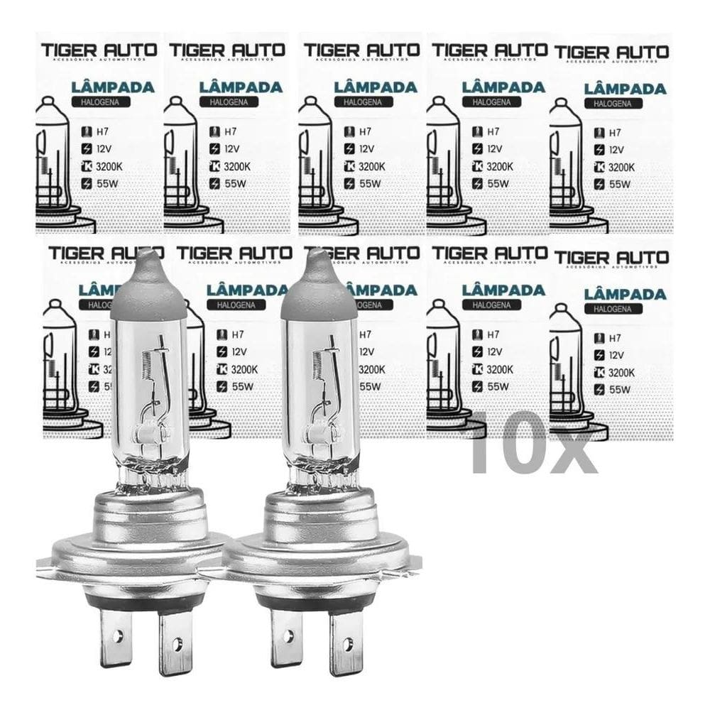 2X Kit Lâmpadas Automotiva H7 Halogena Comum 12V 3200K 10 Pe