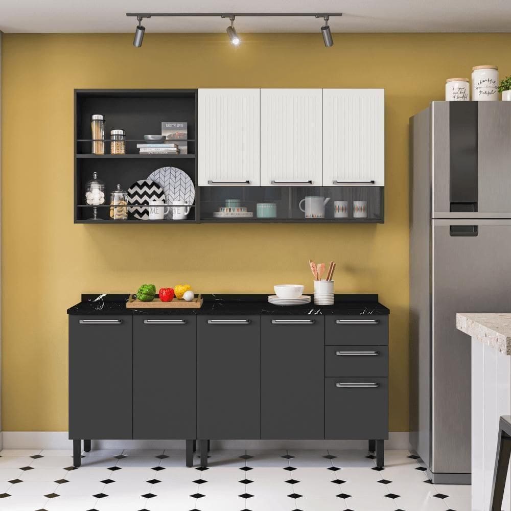 Cozinha Itatiaia Midi Pop Art I3 - 4 Peças - Grafite-branca