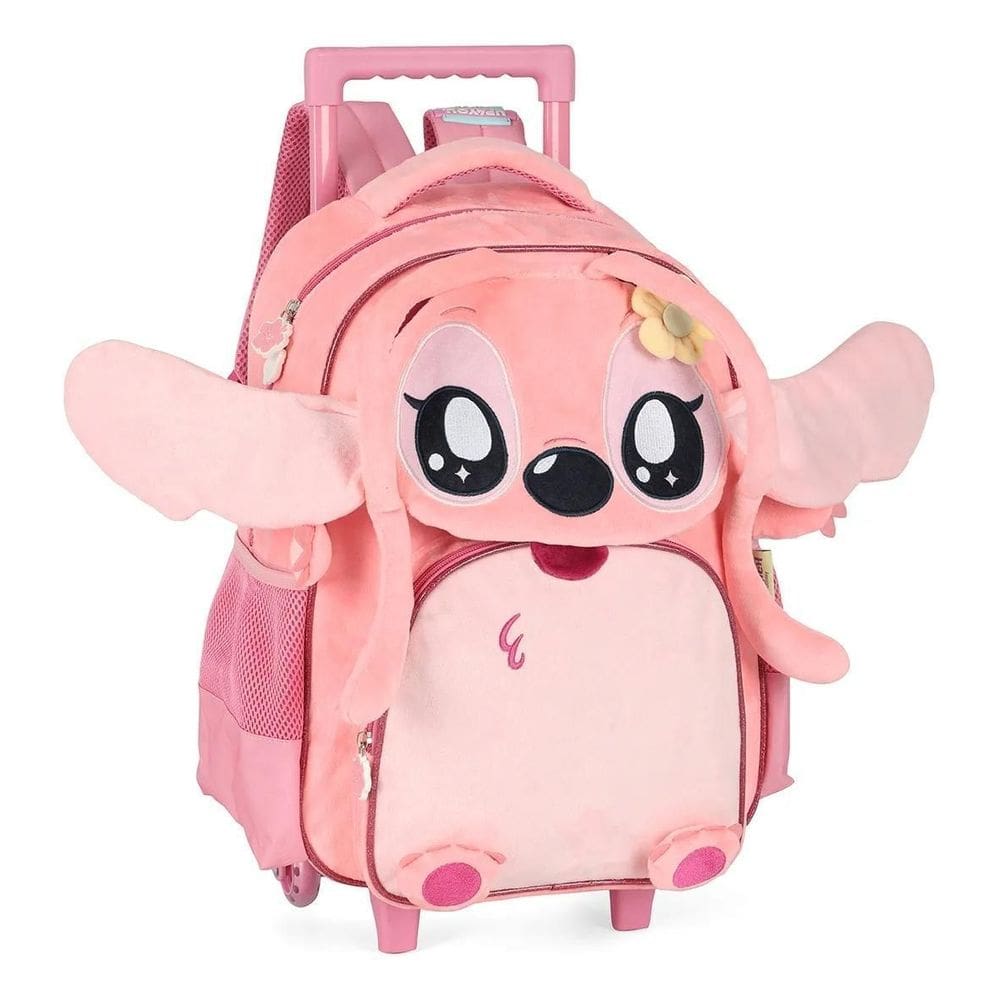 Mochila Rodinhas Stitch Angel Pelúciado Disney Ic42422s