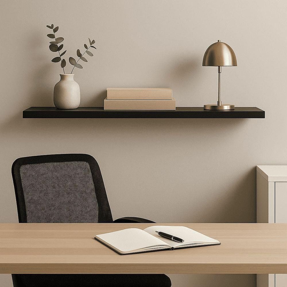 Prateleira Madeira Flutuante Multiuso 91x20 Luara L06 - D`rossi Preto