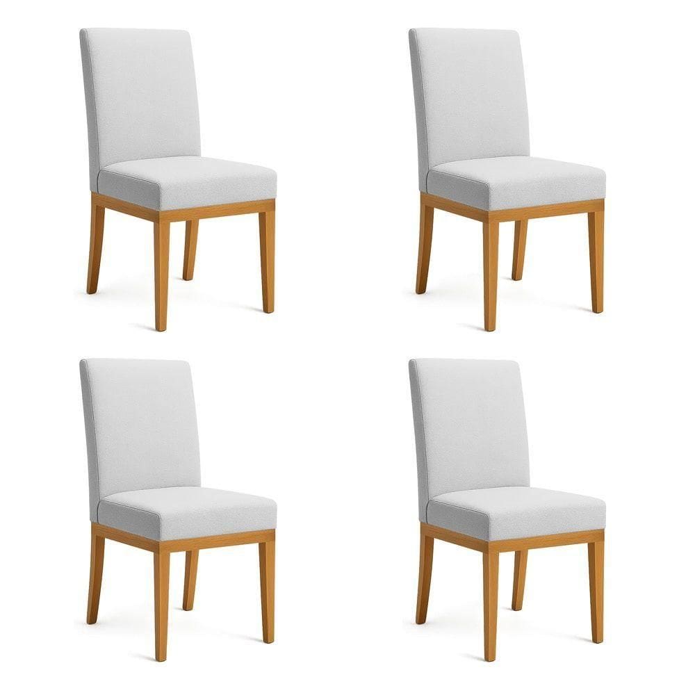Kit 4 Cadeiras De Jantar Brisa Linho Base De Madeira - Pallazio Cor Cinza