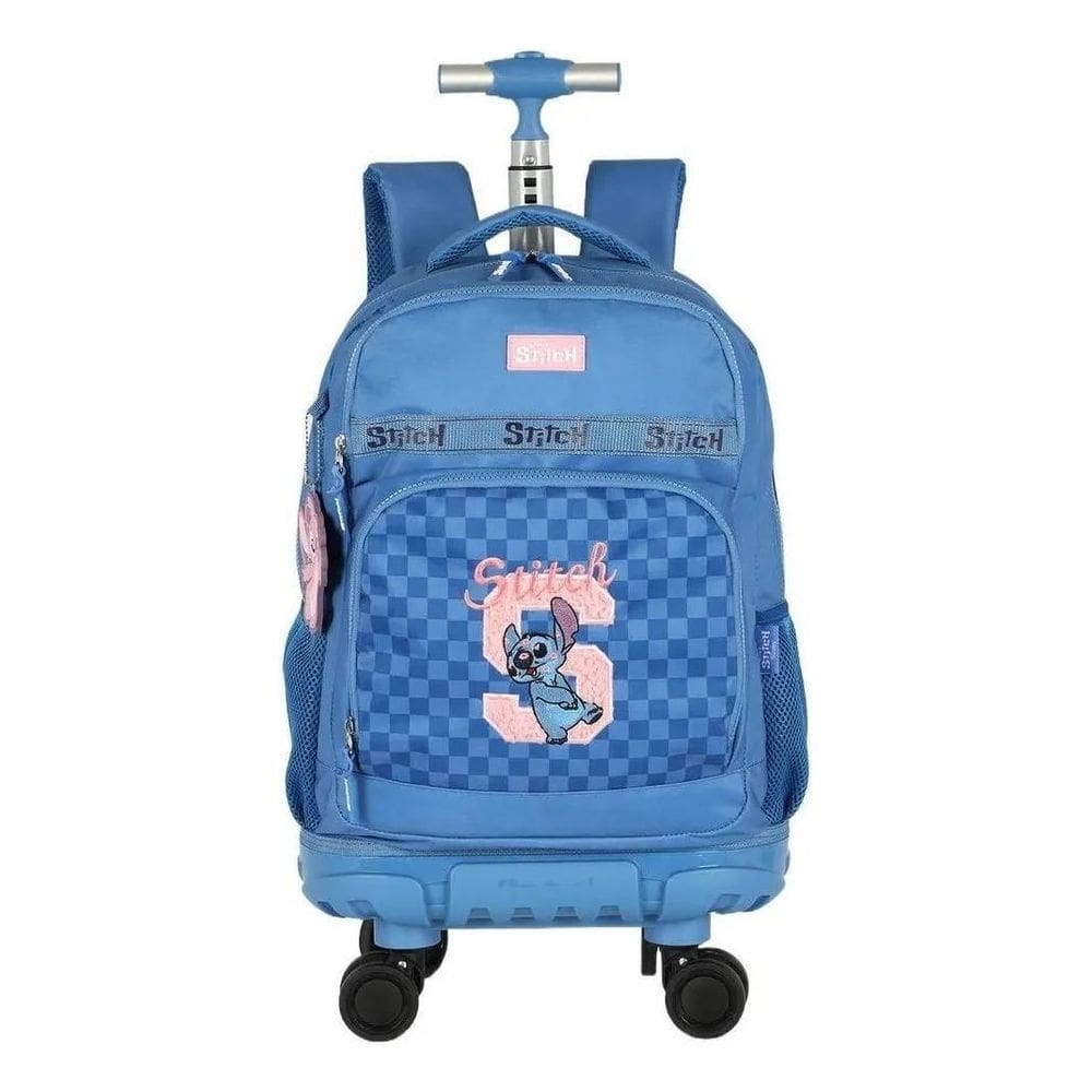 Mochila Stitch Rodinhas 360° Luxcel 2 Em 1 Azul Stitch
