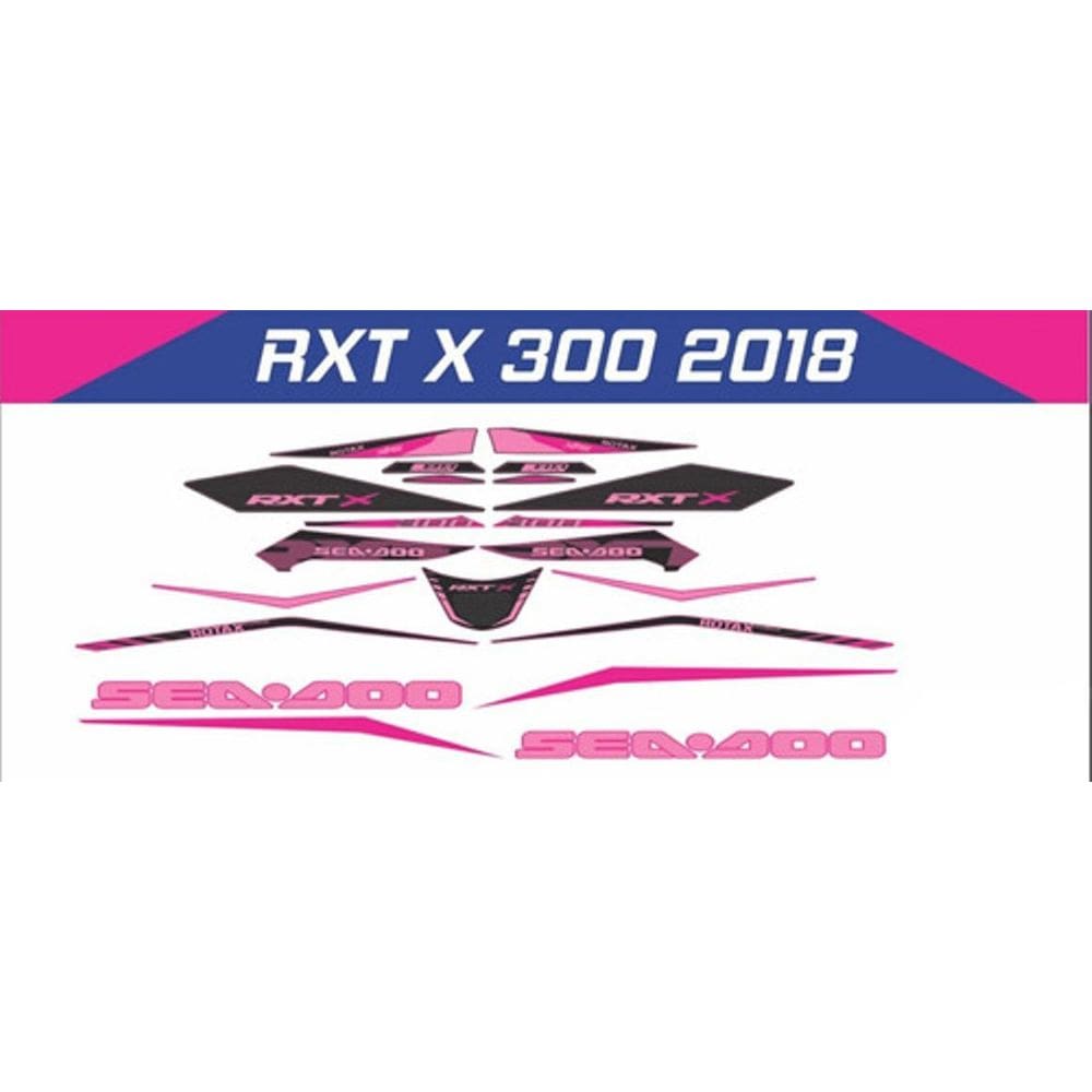 Kit Adesivos Personalizados Preto/Rosa Seadoo Rxt X 300 2018