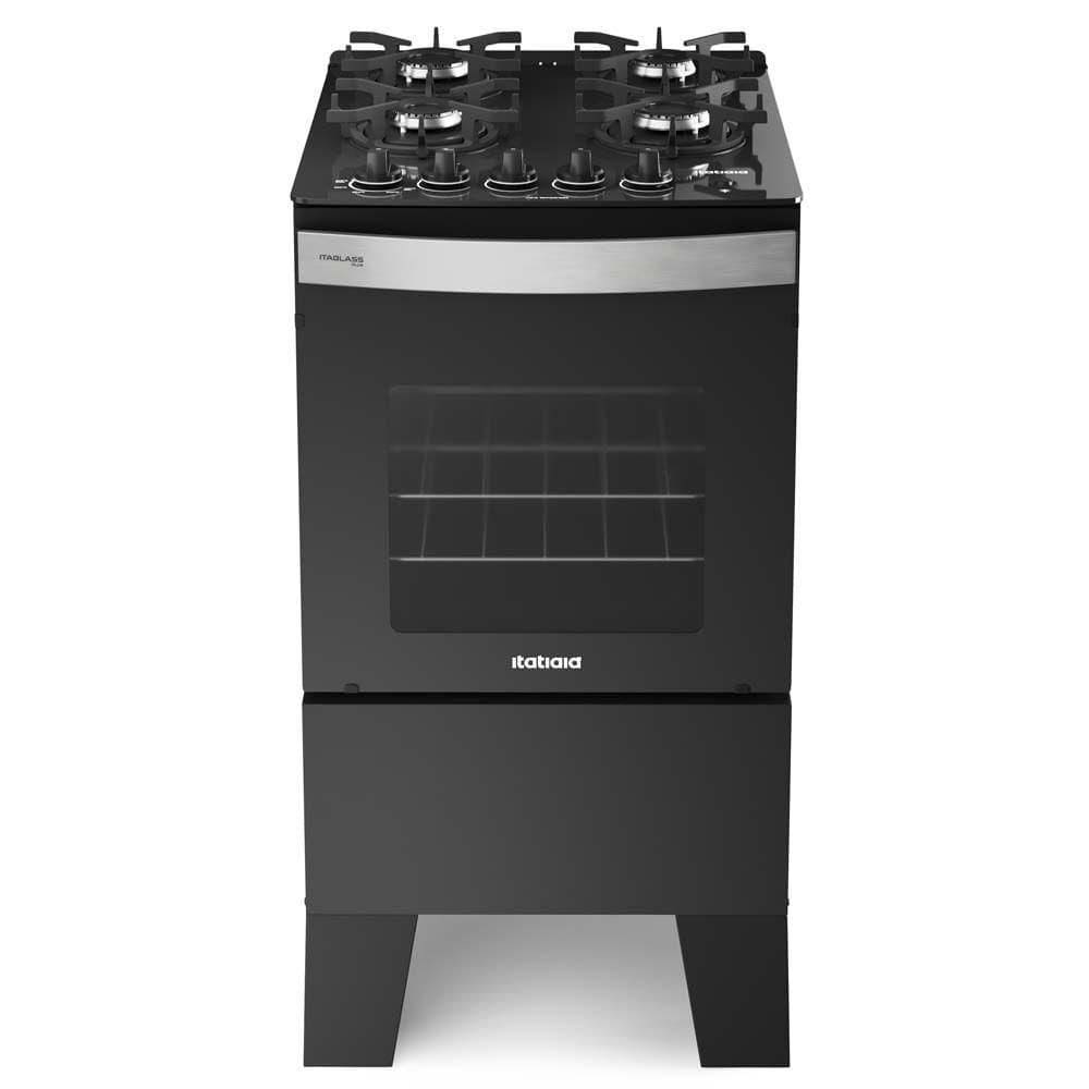 Fogão Itatiana Itaglass Plus 4 Bocas Preto Bivolt
