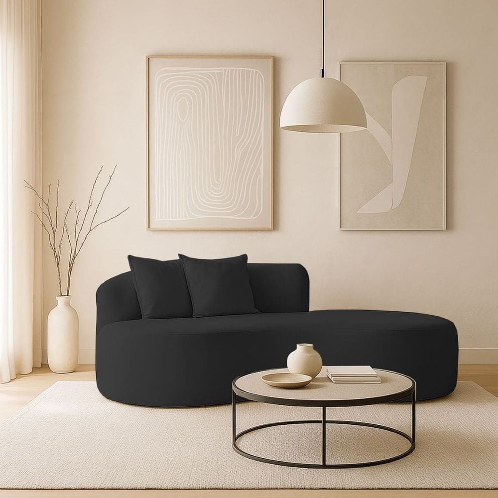 Sofá Design Robusto Elegante Curvo Bouclé