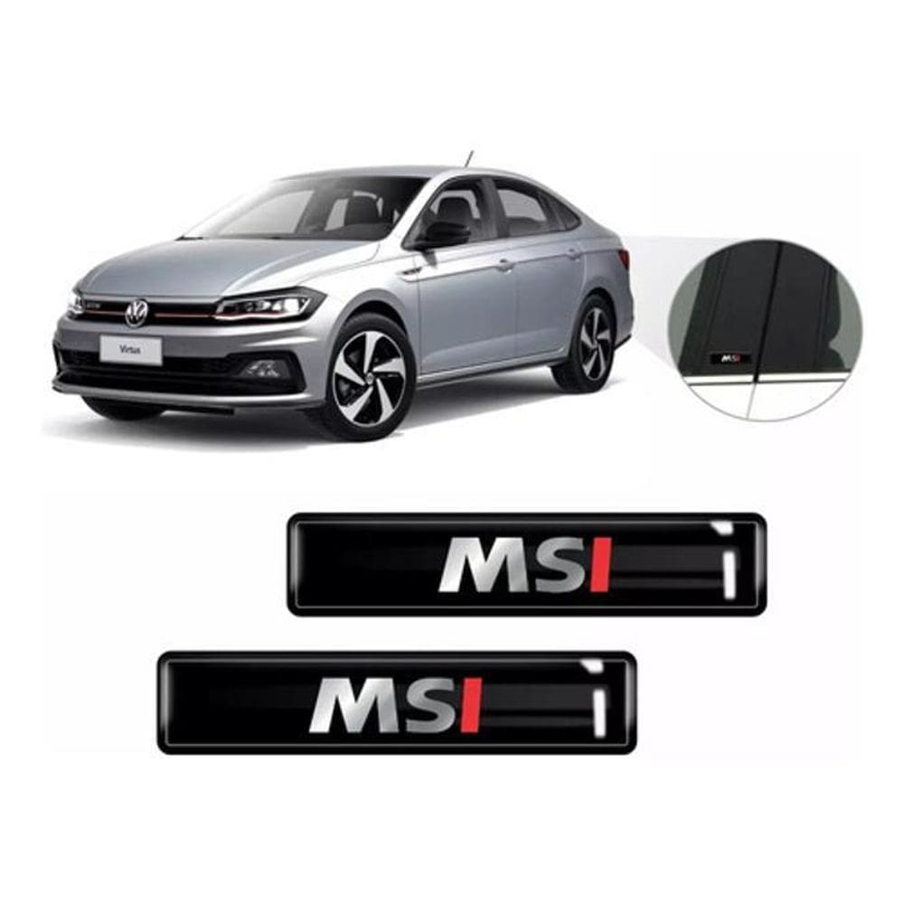 Kit Adesivos 2 Emblemas Lateral Coluna Msi Resinado 3D
