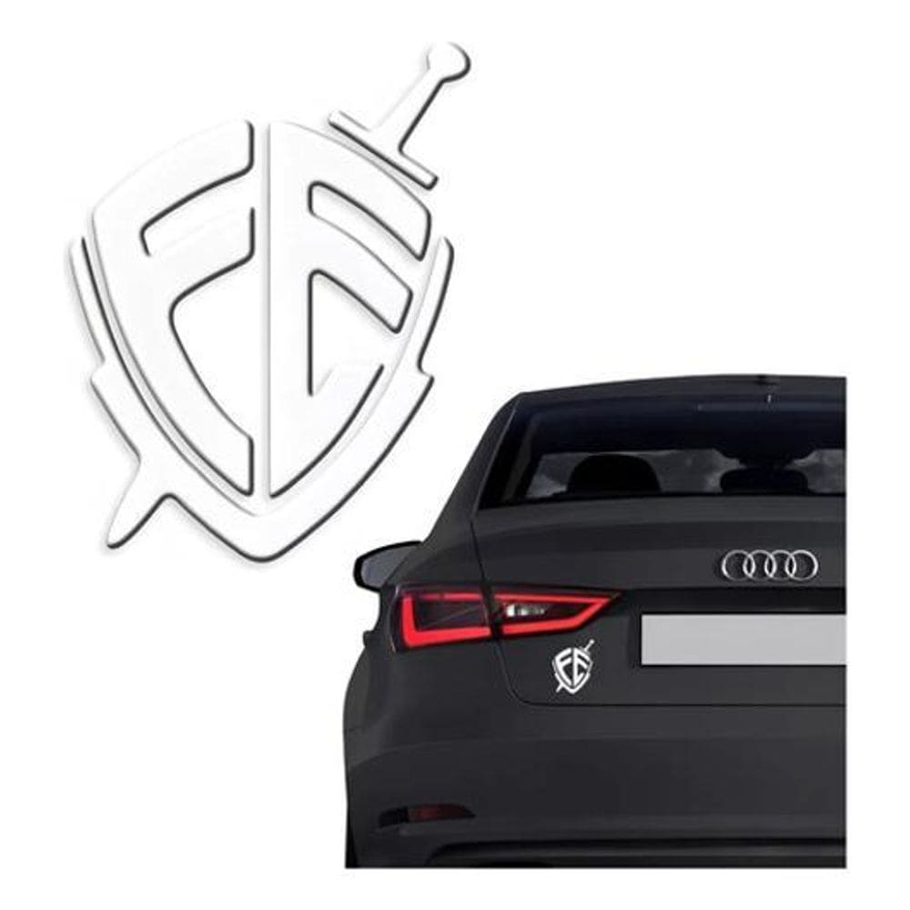 Adesivo Fé Resinado 3D Branco Para Moto Capacete Res13