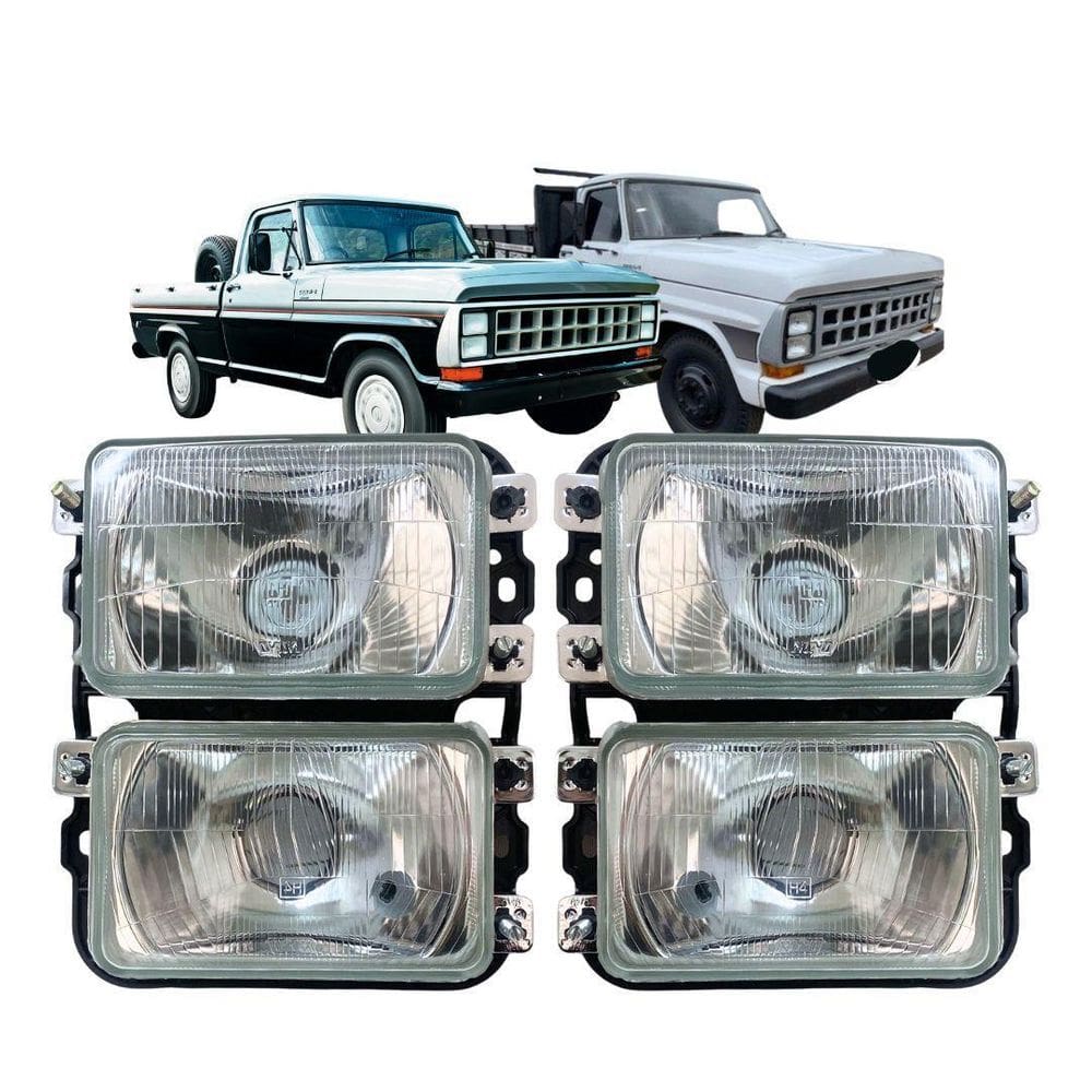 Par Farol Duplo Para Ford F1000 F4000 85 A 91 Lente Vidro