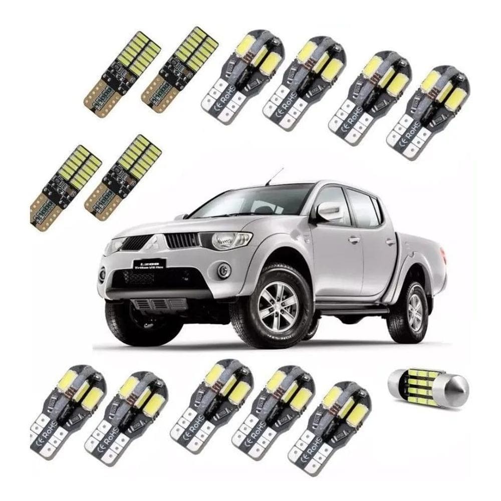 2X Kit Lampadas Led Premium L200 Triton Teto Placa Ré Farole