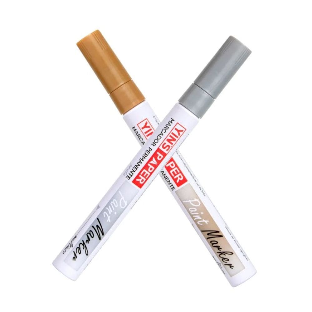 Caneta Marcador Permanente Multiuso Prata E Dourado