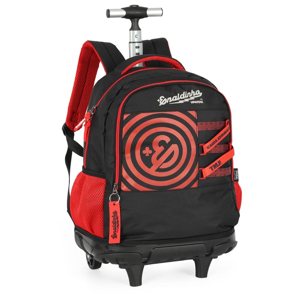 Mochila Enaldinho Rodinha Infantil Youtuber Vermelho Luxcel