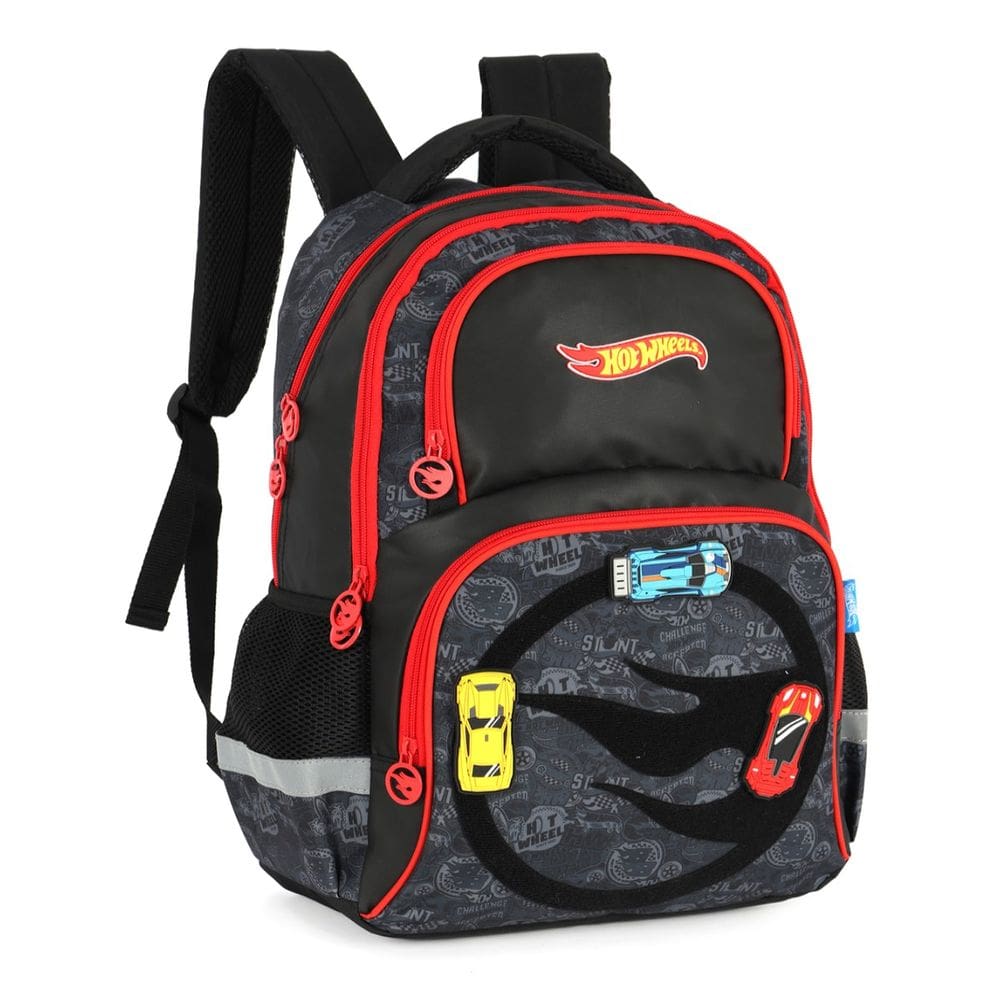 Mochila Carros Costas Escolar Hot Wheels Esportiva Preto