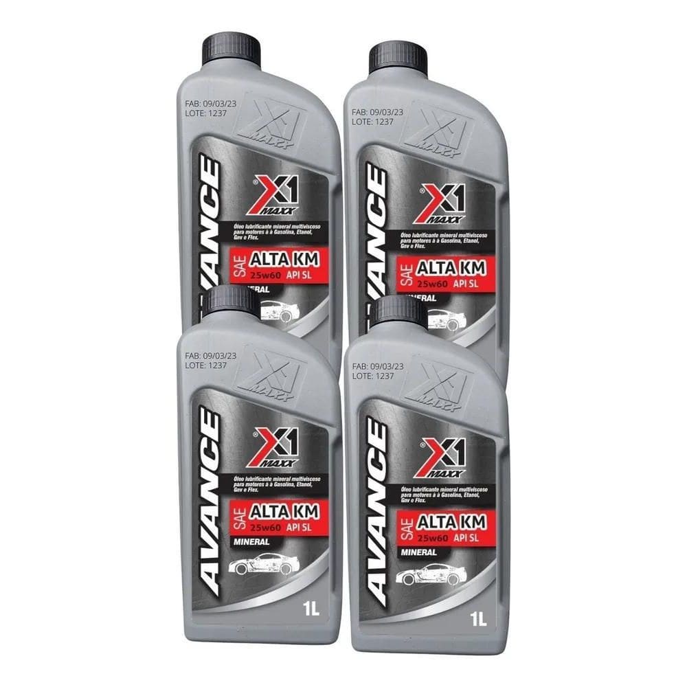 2X Óleo De Motor X1 Mineral Alta Quilometragem Sae 25W60 Api