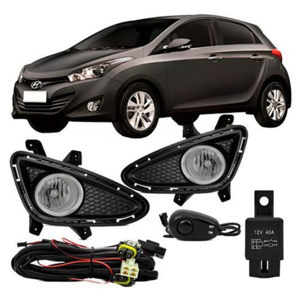 Kit Farol Milha Auxiliar Hb20 2012 À 2015 Hb20S Com Grade