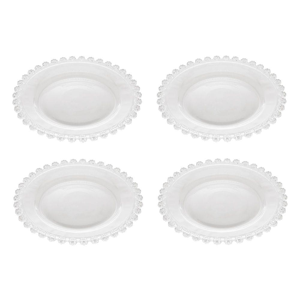 Cj 4 Pratos para Sobremesa de Cristal Daisy Transparente 20cm Wolff