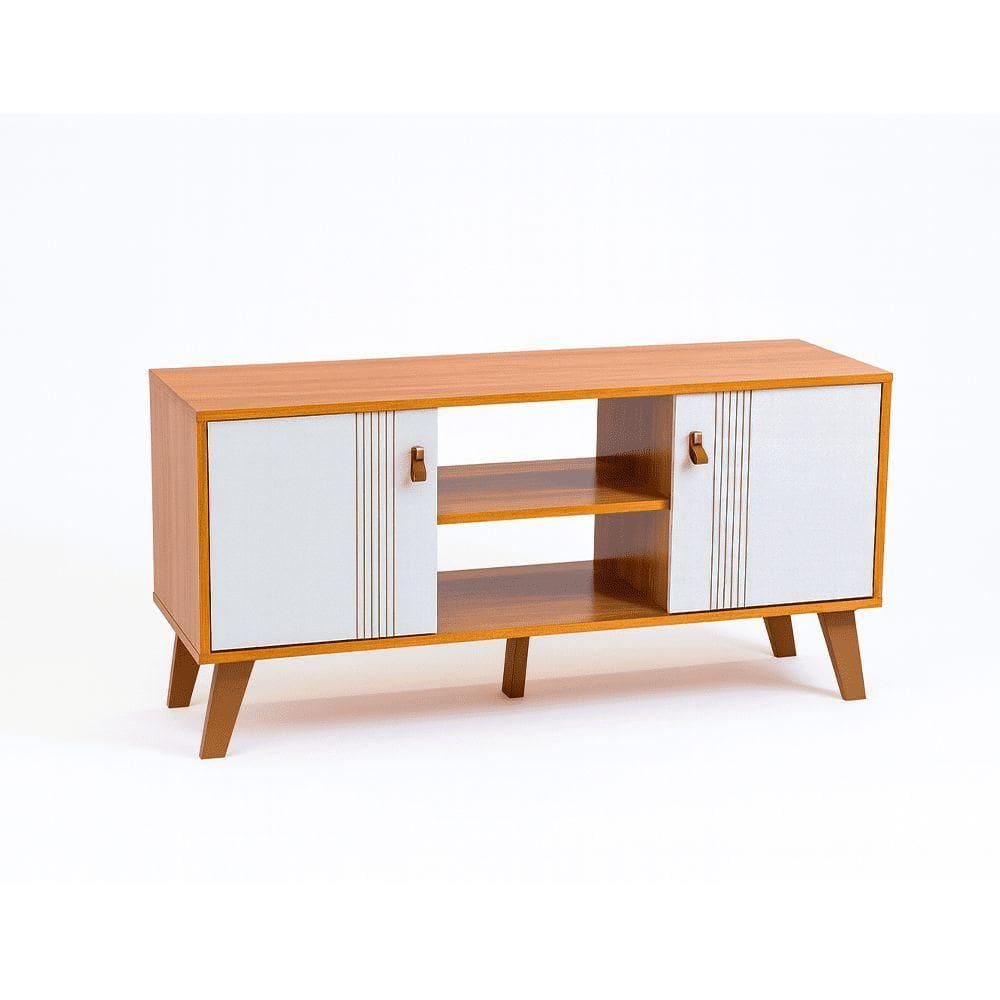 Rack Berlim 1,15 M Para Tv De Até 55” Cinamomo-off White - Ssx Multicoisas