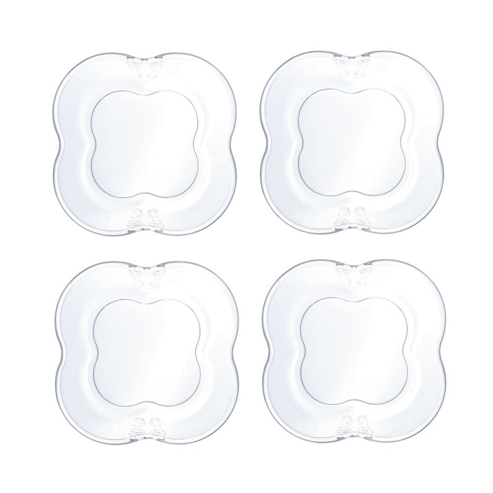 Cj 4 Pratos para Sobremesa de Vidro Butterfly Transparente 17cm Wolff
