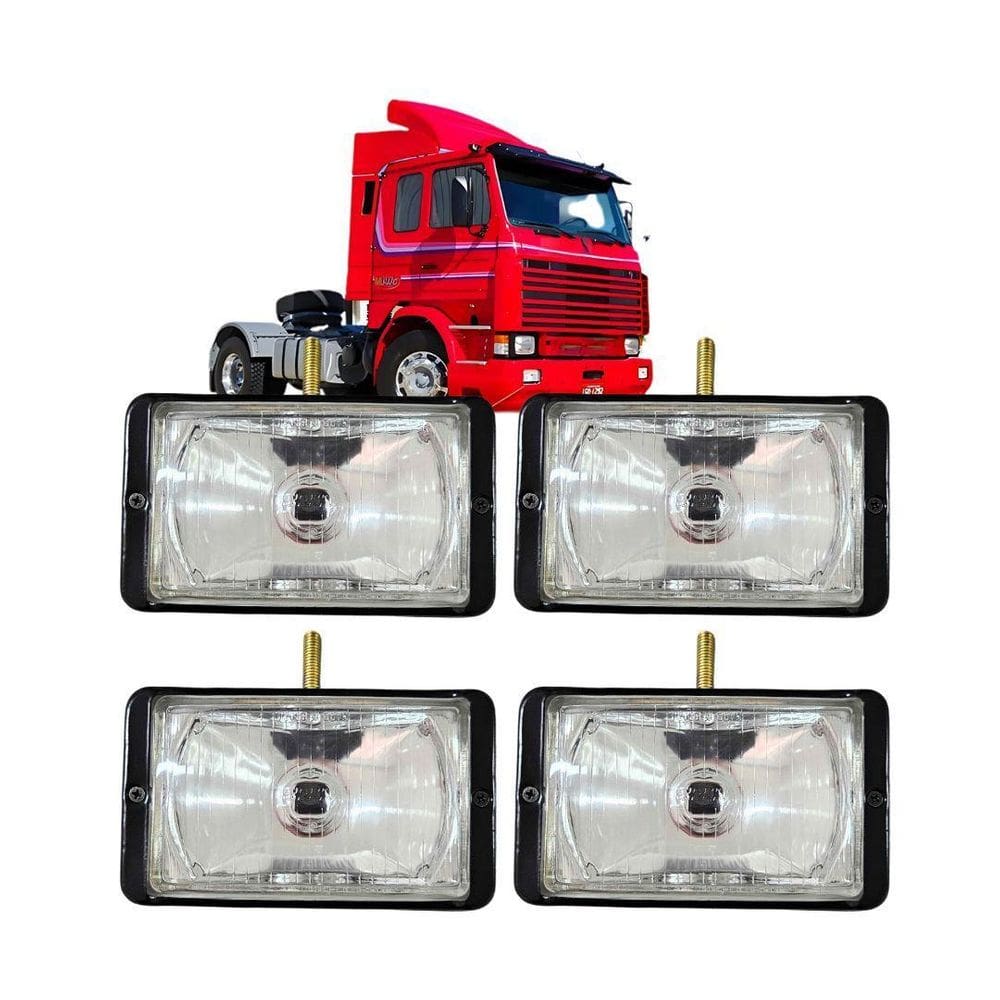 Kit 4 Farol Auxiliar Milha Para Scania T113 T142 T143 Vidro