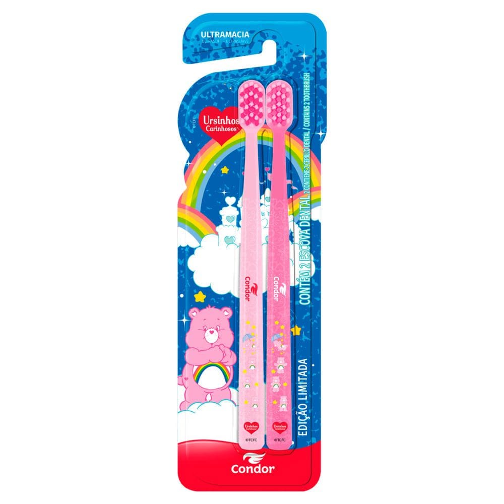Escova Dental Infantil Condor Ursinhos Carinhosos Ultra Macia com 2 Unidades