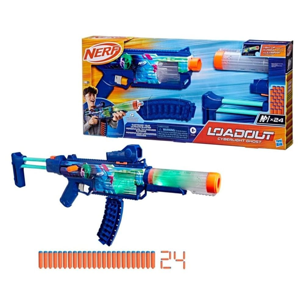 Lançador de Dardos Nerf Loadout Cyberlight Ghost Com Luz - Hasbro