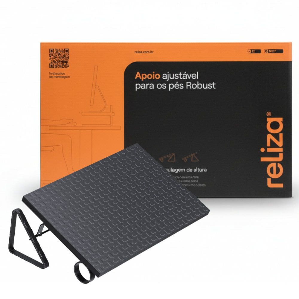 Descanso de Pé Ergonômico Reliza Robust NR17 Ajustável 3 Níveis Postura Correta