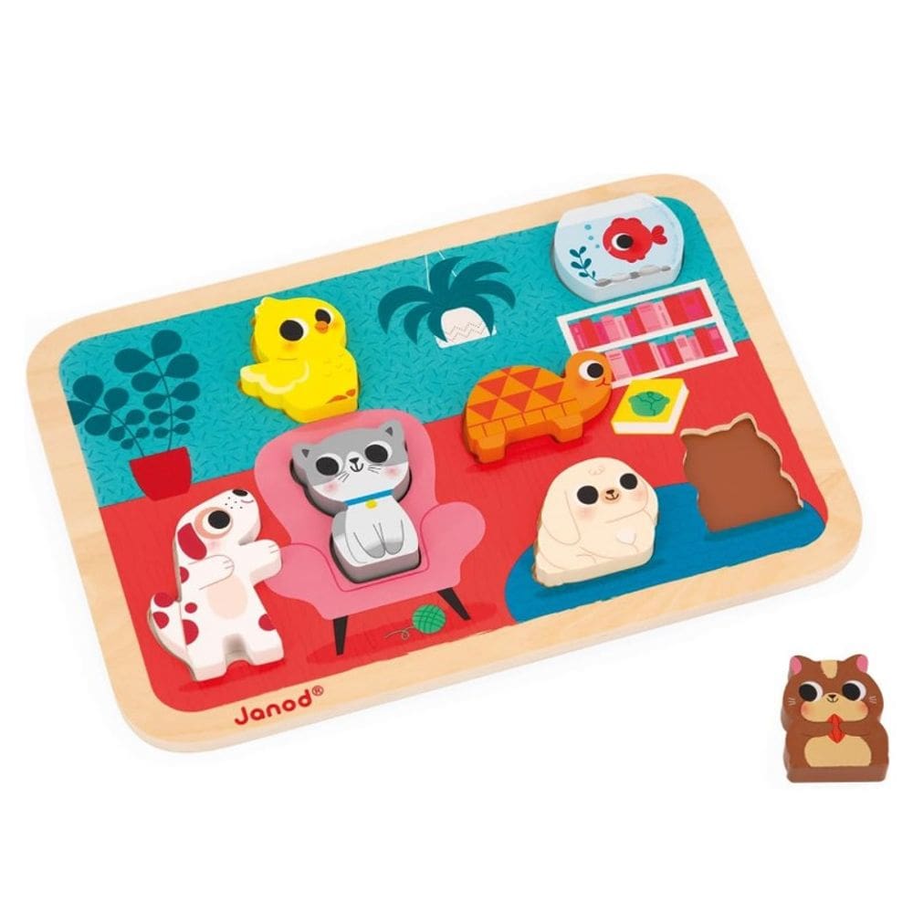 Encaixa Formas 3D Animais De Estimação - Janod