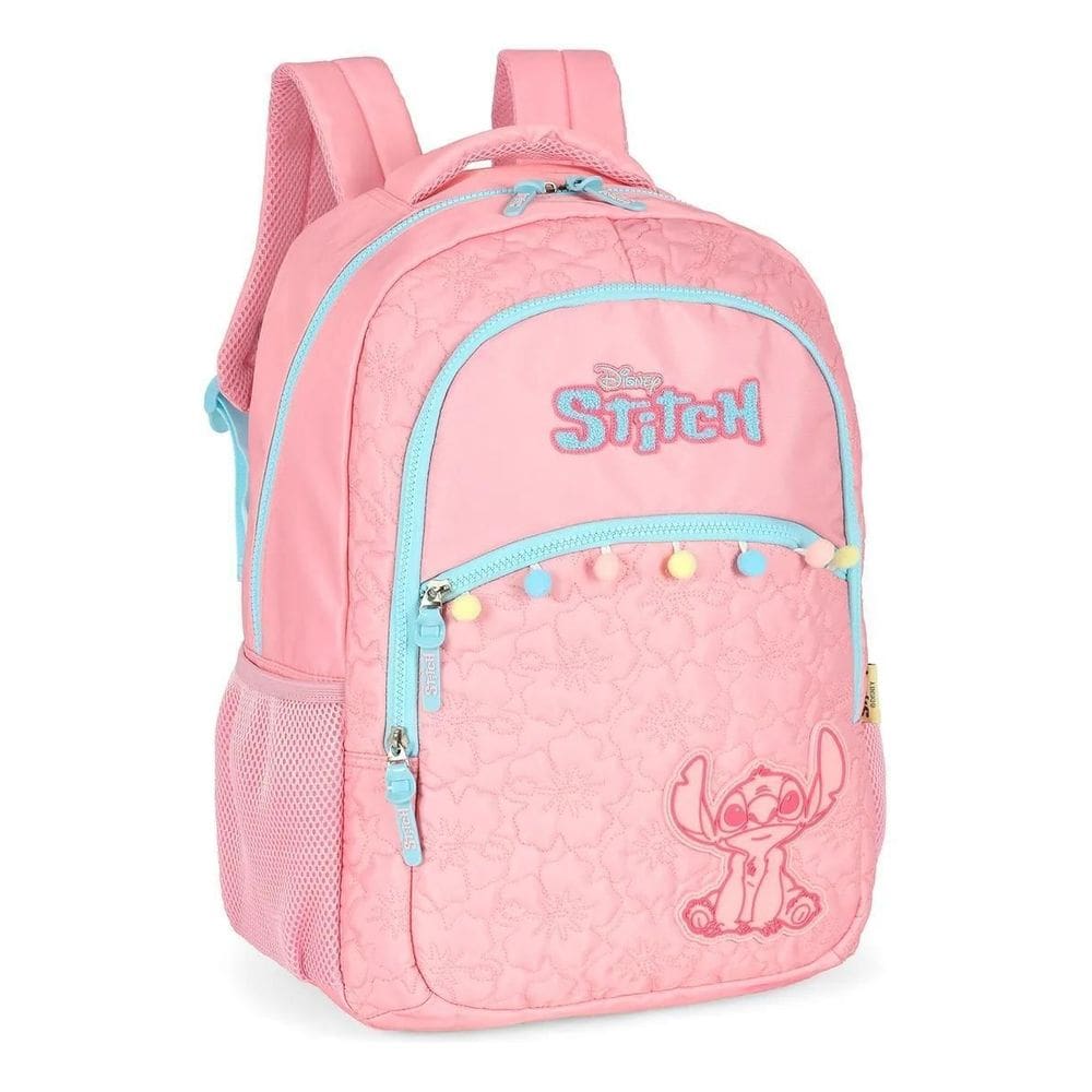 Mochila Costas Escolar Stitch Ms50071sc Luxcel Rosa
