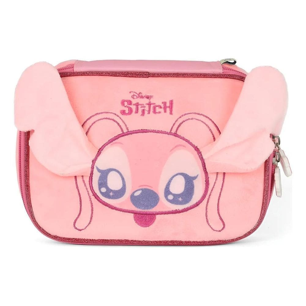 Estojo Box Escolar Infantil Stitch Pelúcia Disney - Rosa