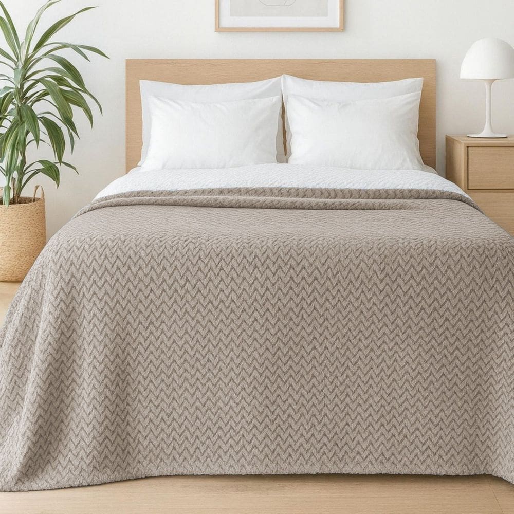 Manta Microfibra Liss Queen 220x240cm - Liss Bege