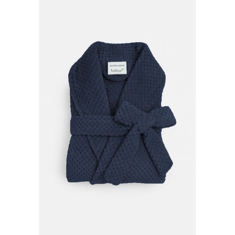 Roupão Unissex Em Microfibra Felpuda G - Habitat - Azul Marinho