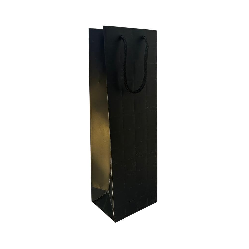 Sacola Garrafa Vinho Champagne - Preta Texturizada