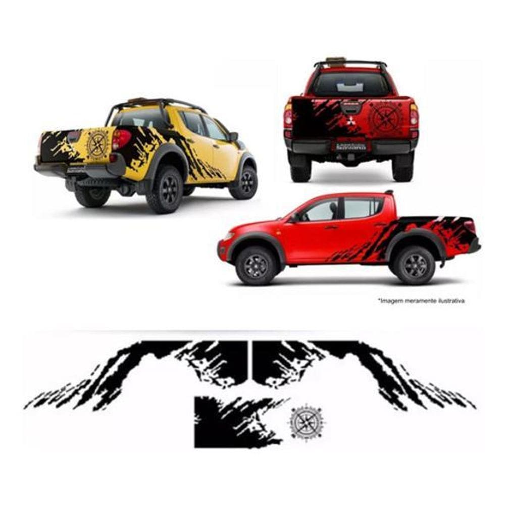 Kit Adesivo Decorativo Para Pick-Up Detalhe Rosa Dos Ventos