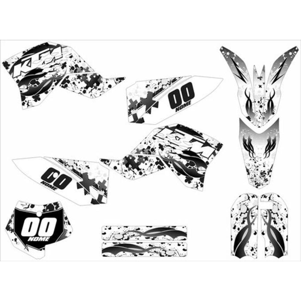 Adesivo Moto Cross Trilha Ktm 50 Sx 09-15 Branco Preto Lm080