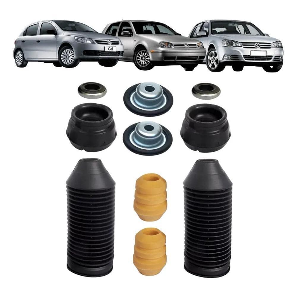 2X Kit Coxim + Prato Amortecedor Dianteiro Gol G5 G6 Golf