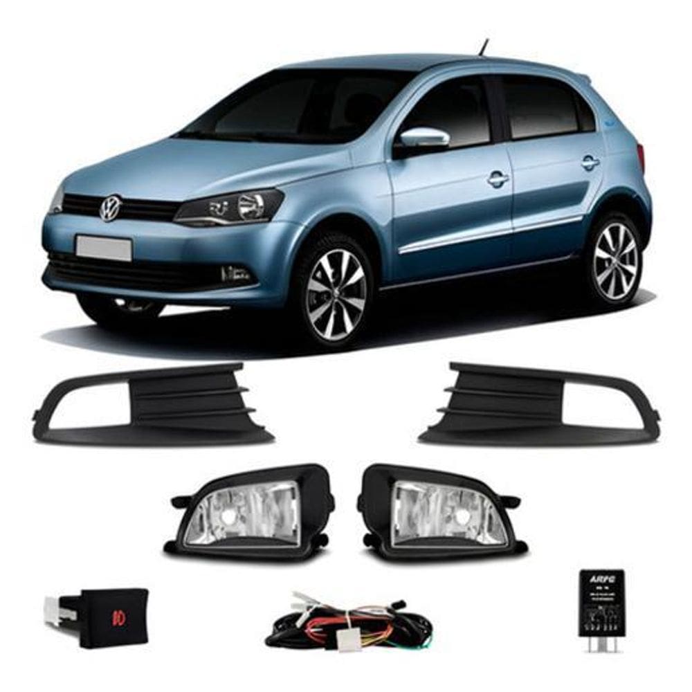 Kit Farol Milha Auxiliar Neblina Gol G6 13 À 16 Com Grade