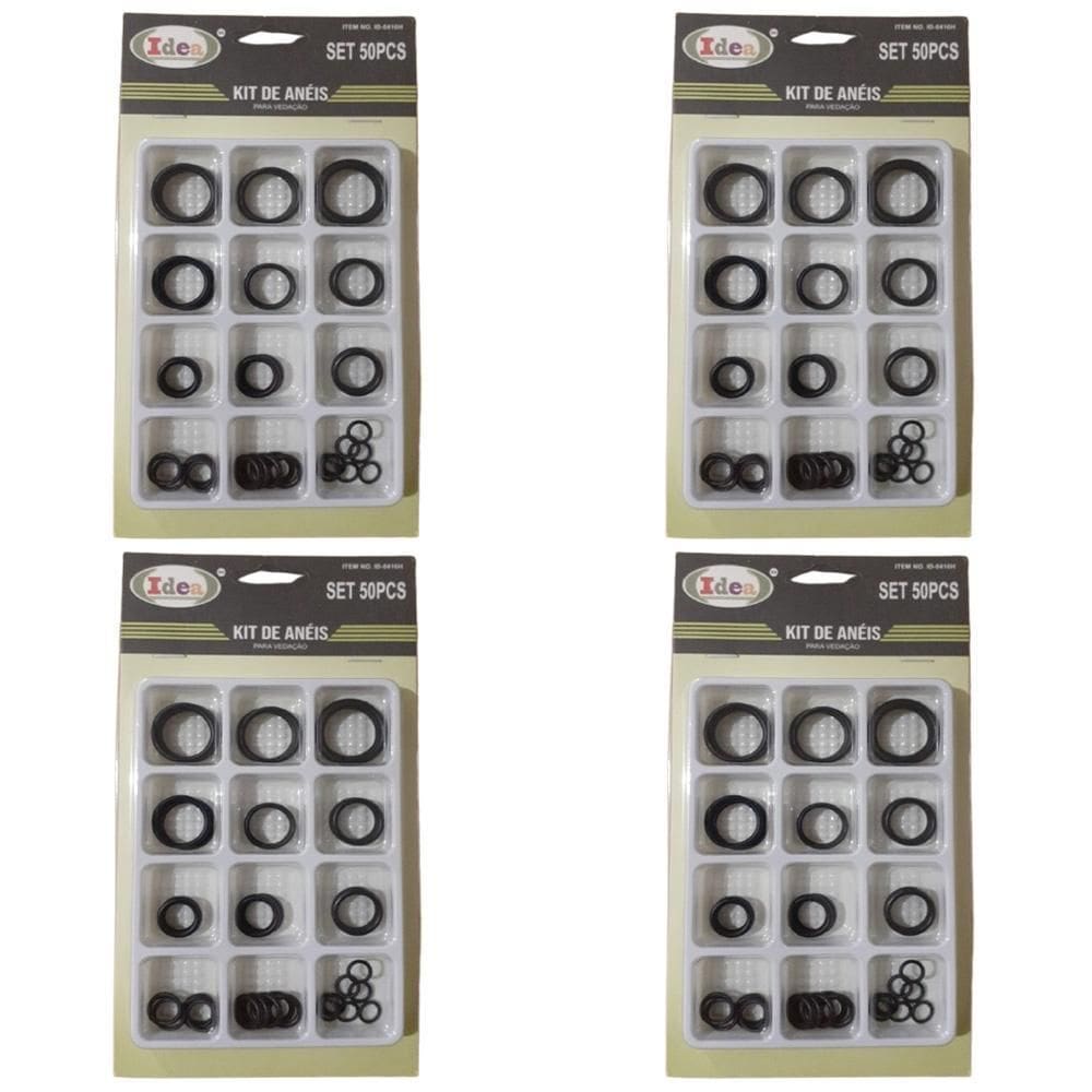 Kit 4 Jogos Com 50 Anéis Vedação Borracha O-Ring 12 Tamanhos